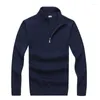 Men's Sweaters Cotton Sweater Clothing Autumn Winter Pullover Casual Mock Neck Half Zip Fit Top 8504