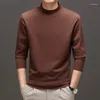 Mens Sweaters Men Silk Wool Autumn Spring Long Sleeeve Mockneck Knit Pullovers