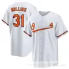 Gestikte honkbalshirts 2024 8 Cal Ripken Jr. 16 Trey Mancini 19 Chris Davis 29 Ramon Urias 25 Anthony Santander 31 Cedric Mullins 35 Adley Rutschman 3 Jorge Mateo