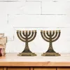 Candle Holders 3pcs Metal Festival Holder Ornaments Hanukkah Candlestick Decor Party Jewish