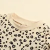 Set di abbigliamento Neonato Bambino Bambino Ragazzi Ragazze Manica lunga Stampa leopardata Top Pantaloni Vestiti per ragazza 4t