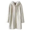 Cappotto da donna con etichetta viola in velluto con etichetta viola, lunghezza media, classico cappotto in erba bianco perla 237098