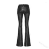 Women's Pants Ready-made Casual Trousers Slim Fit Bell-bottoms European And American Clothing Women PU Pantalones De Mujer