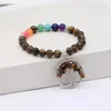 Charm Bracelets Gem Natural Stone Bracelet Beads 7 Chakra Pink Quartz Amethys Tree Of Life & Bangles For Women GB012