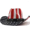 Bérets Mode Drapeau Américain Western Cowboy Chapeau Été Paille Soleil Pour Femmes Hommes Sombrero Hombre Jazz Caps