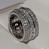 Choucong Wedding Rings Najlepsze sprzedaż statek Luksusowa biżuteria 925 Srebrna Princess Cut White Topaz CZ Diamond Stones Obiecing3325