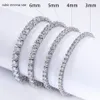 Quality 4A Entire 3mm 4mm CZ Tennis Bracelet In Real Solid 925 Sterling Silver Classial Jewelry 2pcs Lot183U