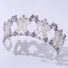 Hårklipp barock brons svart lila kristallpärla rund brud tiaras kronor strass diadem brud pannband bröllop tillbehör