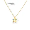 Pendant Necklaces Ins Vintage Colorful Flower Zircon Necklace for Women Girls Cute Brass Fashion Jewelry Gift