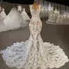 Sexy 2022 Spitze Meerjungfrau Brautkleider Brautkleider Jewel Neck Applizierte Land Vestidos De Novia B0322272n