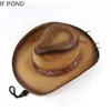 Chapeau de paille Vintage, chapeau de Cowboy occidental, chapeaux de soleil Panama, rétro élégant, casquette de Jazz, Sombrero Hombre, printemps été 240228