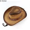 Vintage Straw Hat Western Kovboy Şapk Bahar Yaz Panama Güneş Şapkaları Retro Zarif Kowgirl Caz Cap Sombrero Hombre 240228