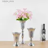 Vases Luxury Silver Gold Flower Vase Home Vase Desktop Craft Flower Arrangement Decoration Wedding Party Christmas Flower Rack L240309