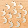 سحر 50PCS MINI MOON Charm لوقف القلادة المعلقات المجوهرات صنع DIY المصنوعة يدويًا 12 × 9 مم