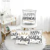 Pillow Case Happy birthday decoration case sofa bedroom car modern decoration square cushion cover 45x45 case Short plush T240309