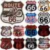 Metaal Schilderij Route 66 American Dreams Shield Metalen Tin Borden Posters Plaat Muur Decor voor Garage Bars Man Cave Cafe clubs Thuis Retro Posters T240309