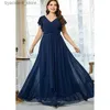 Robe urbaine Sexy en mousseline de soie pour femmes, bleu Royal, col en V, manches courtes, élégante, luxe, grande taille 4XL 5XL, été 2022, L240309