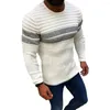 Männer Pullover Männer Herbst Winter Streifen Spleißen Pullover Casual Slim Fit Gestrickte Tops Oansatz Langarm Farbe-Blockiert Pullover strickwaren