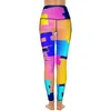 Leggings pour femmes Vibrant Colorblock Pantalons de yoga Poches Impression colorée Sexy Taille haute Mode Collants de sport Élastique Running Leggins