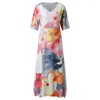 Casual Dresses Womens Summer Vintage Floral Maxi Dress Half Sleeve Flowy Boho Long Cocktail For Women Robes In 2024