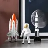 Dekorativa föremål figurer utrymme astronaut raket hem dekorationer vardagsrum sovrum bokhylla interiör modern enkel konstminiatyrer tillbehör skulptur t