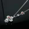 Luxury Brand Cartoon Doll Pendant Necklaces For Women Designer Diamonds Necklace Mens Fashion Red Flower Vintage Hip Hop Goth Chain Choke Jewelry Gifts -7