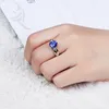 Cluster Rings Temperament Imitation Natural Tanzanite Sapphire Open Adjustable Ring Women's Platinum Plated