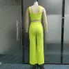 Capris wefads女性2ピースセット夏のセクシーなファッションサスペンダーノースリーブスリムなソリッドトップポケットパンツセットハイストリートウェア