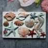 해양 시리즈 조개 곰팡이 실리콘 곰팡이 퐁당 케이크 장식 도구 gumpaste sugarcraft 초콜릿 형태 베이크웨어 도구 240226