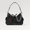 Explosion New Women's M24861 Pre-Order Now Carryall Cargo PM Dark Allure Slouchy Silhouette Handbag Ultra Soft Lambskin Cool Movled Silver Palladium Chic Chain
