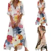 Casual Dresses Womens Summer Vintage Floral Maxi Dress Half Sleeve Flowy Boho Long Cocktail For Women Robes In 2024