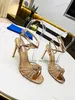 Aquazzura Scarpe Sandali Tequila Sparkling Party fibbia in cristallo Scarpe eleganti in PVC trasparente da donna Tacchi da sposa sexy cinturino in pelle con suola sandalo 70He #