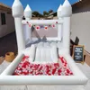 Partihandel Commerica White Bounce House for Kids 4,5x4m (15x13.2ft) Full PVC Bouncy Castle med Slide Mini Bounce Ball Pit med Air Blower Free Ship