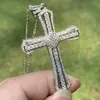 Choucong Brand New Unique Luxury Jewelry Cross Pendant 925 Sterling Silver Pave White Clear 5A Cubic Zirconia CZ Women Necklace Wi228s
