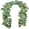 Dekorative Blumen, 7 Stück, 42 Fuß, Eukalyptus-Girlande mit Weidenreben, Blätter, Grün, künstlicher Silberdollar für Hochzeit