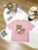 Classics Kinder-T-Shirt, Puppenbär-Muster, Baby-T-Shirt, Größe 100–150 cm, Designer-Babykleidung, Sommer, schöne rosafarbene Jungen- und Mädchen-Kurzarm-T-Shirts, 24. März