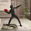 Decorative Objects Figurines Doll Banksy Throwing Flower Girl Flower Thrower Sculpture Street Art Style Office Decoration Trend Creative Home Decoration T240309