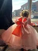 Born Abiti per bambina a maniche lunghe Party Wedding Girl Lace Big Bow Gown Infant Girl 1 ° compleanno Principessa Abito da battesimo 240226