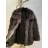 Playing With Children's Fox Fur, Winter Medium Length Coat, Women's Thickened Fur Coat 287910