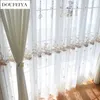Luxuriöse transparente Vorhänge aus weißem Tüll für Wohnzimmer, mit Spitze bestickt, romantische Prinzessin, Fensterschutz, Küche, europäische Stickerei 240301