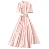 Urban Sexy Dresses Princess Kate Designer Fashion Women Summer Midi Dress Elegant Gentlewoman Party Casual Office Pink Drop Delivery Dhbdx