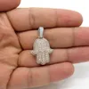 Pendentif Hamsa en or bicolore 2,23 ct 14 carats double couche contre diamant