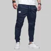 Men Casual Sports Pants Summer Solid Color Pockets Elastic Waist Joggers Pantaloons Male Daily Outdoor Skinny Workwear 240226