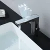 Bathroom Sink Faucets Water Mixer Tap Faucet Digital Display Sensing Gunmetal/White/Chrome Intelligent Basin