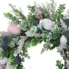 Couronne d'œufs de Pâques à fleurs décoratives, 17.7 pouces, feuilles vertes, printemps et été, pour fête, porche intérieur et extérieur, célébration de vacances