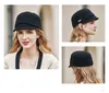 wool knight hat short brimmed duck snake equestrian fashionable and versatile black female autumn winter Cap 240229