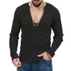 Herrtröjor Thin Ribbed Men tröja Stylish V-Neck Slim Fit Soft Warm Knitwear For Fall/Winter Casual Pullover Top