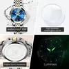 Armbandsur Olevs 9970 Luxury Quartz Par Watch For Men Women Number Dial Rhombus Mirror Handklocka Rostfritt stål Originalklockor