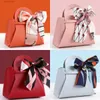 Envoltura de regalo 20 unids Bolsas de regalo de cuero de boda con cinta de arco Bolsa de embalaje Favor de Pascua Bolsas de distribuciones Eid Mubarak Candy Mini bolso T240309