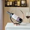 Decorative Objects Figurines Round Iron Wine Rack Aesthetic Wine Holder Light Luxury Wine Cabinet Ornaments Modern Home Office Decoration Metal Wine Stand T240309